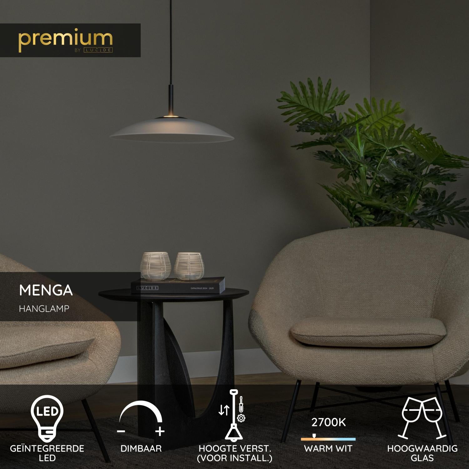 MENGA - Suspension - Ø 40 cm - LED Dimmable - 1x11W 2700K - Opale