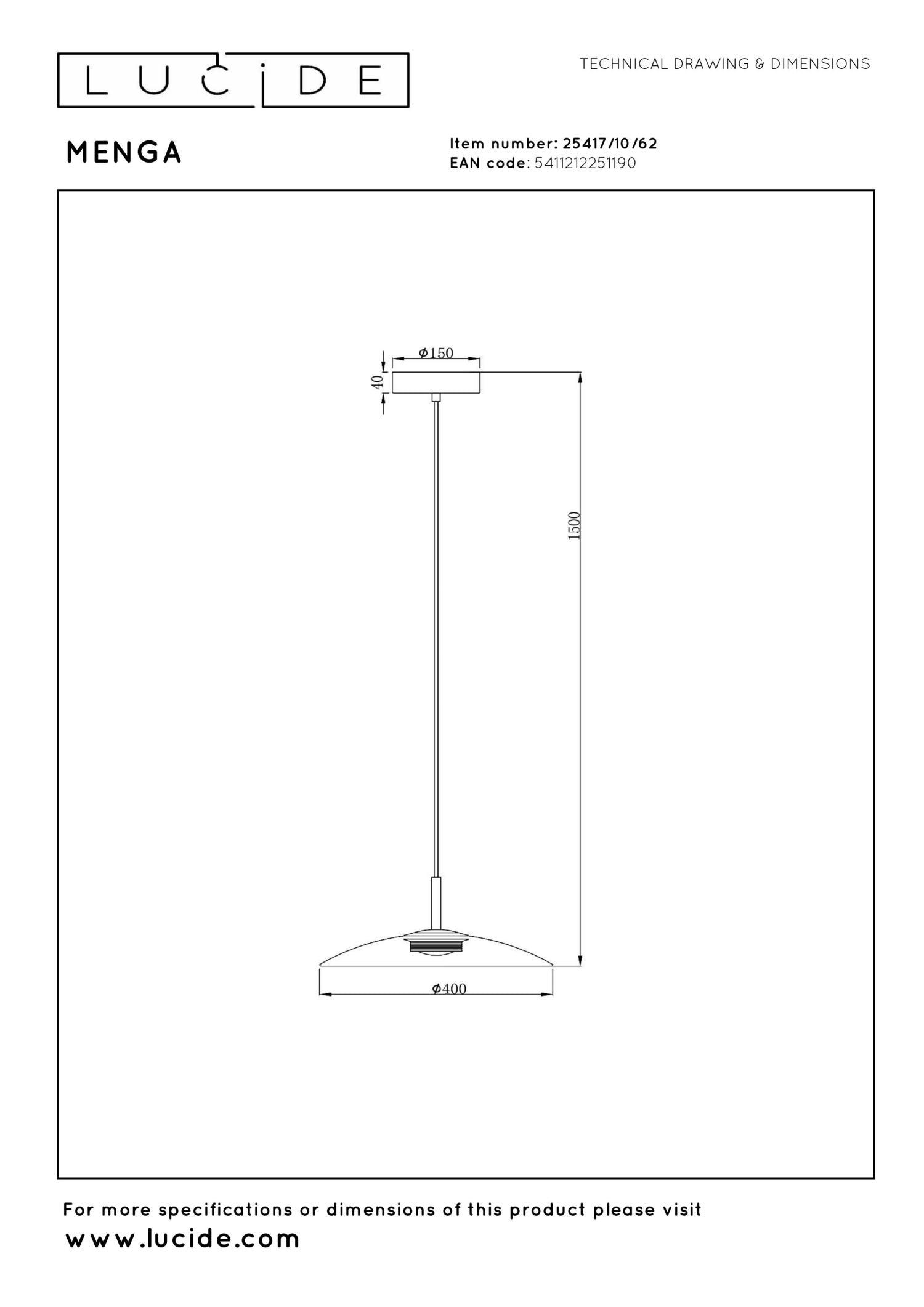 MENGA - Suspension - Ø 40 cm - LED Dimmable - 1x11W 2700K - Ambre