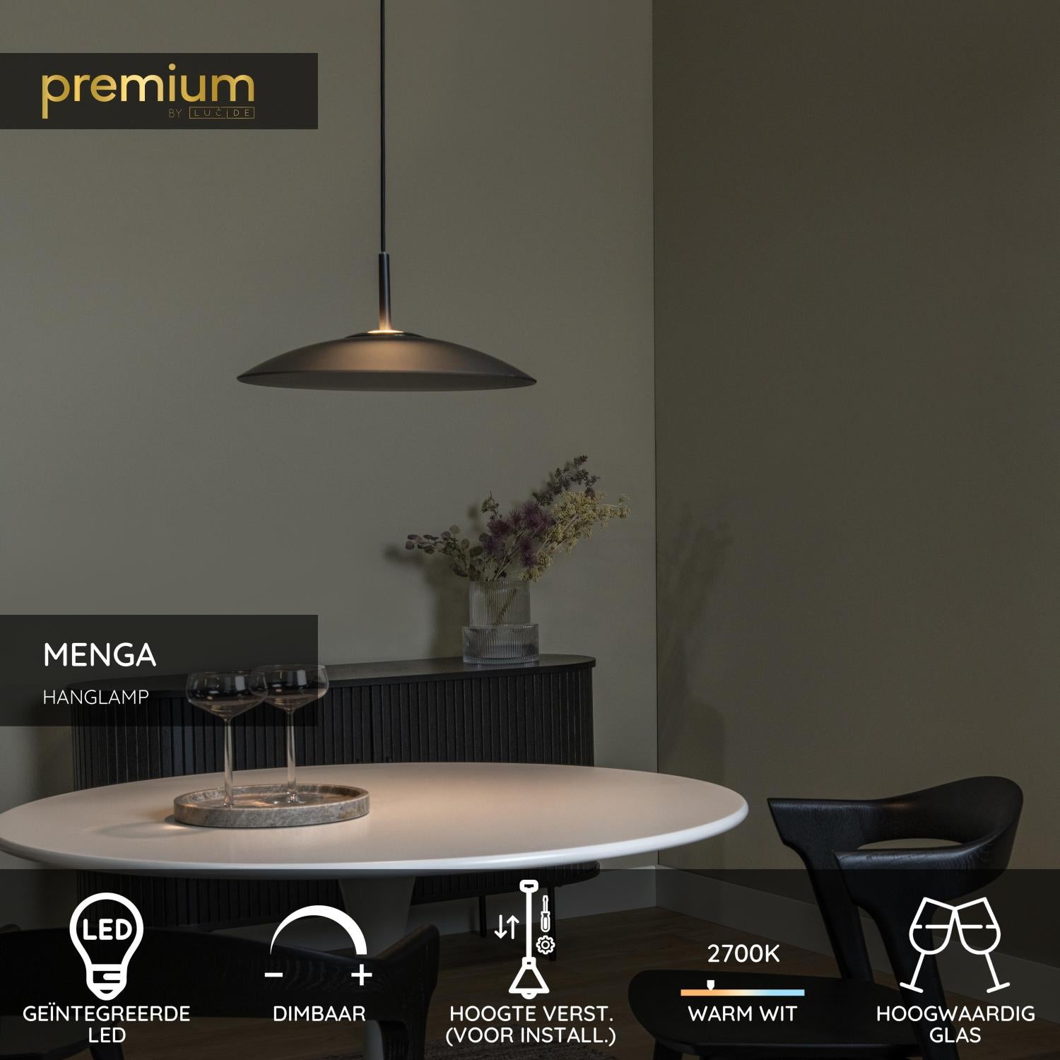 MENGA - Pendant light - Ø 40 cm - LED Dimmable - 1x11W 2700K - Smoked