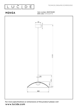 MENGA - Hanglamp - Ø 60 cm - LED Dimb. - 1x18,6W 2700K - Fumé