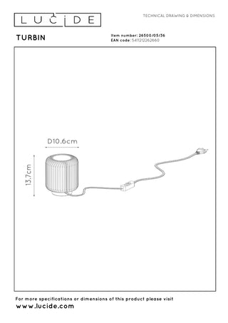 TURBIN - Lampe de table - Ø 10,6 cm - LED - 1x5W 3000K - Gris