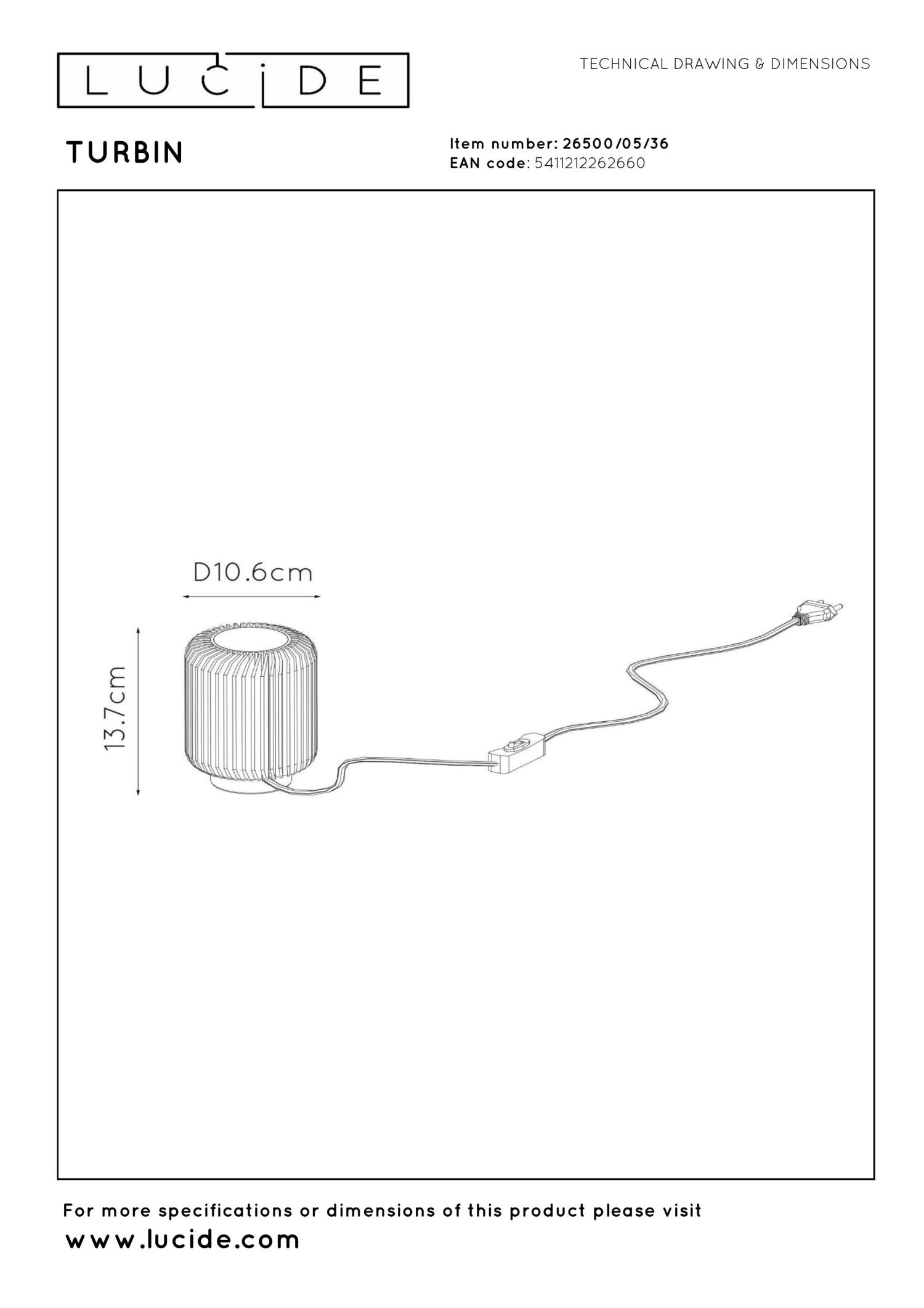 TURBIN - Lampe de table - Ø 10,6 cm - LED - 1x5W 3000K - Gris