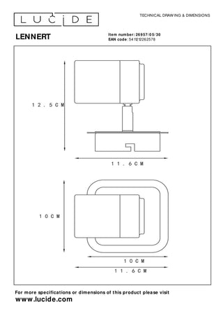 LENNERT - Spot plafonnier - LED Var. - GU10 - 1x5W 3000K - Noir