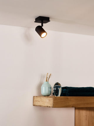 LENNERT - Spot plafonnier Salle de bain - LED Var. - GU10 - 1x5W 3000K - IP44 - Noir