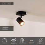 LENNERT - Spot plafonnier Salle de bain - LED Var. - GU10 - 1x5W 3000K - IP44 - Noir