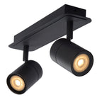 LENNERT - Spot plafonnier Salle de bain - LED Var. - GU10 - 2x5W 3000K - IP44 - Noir