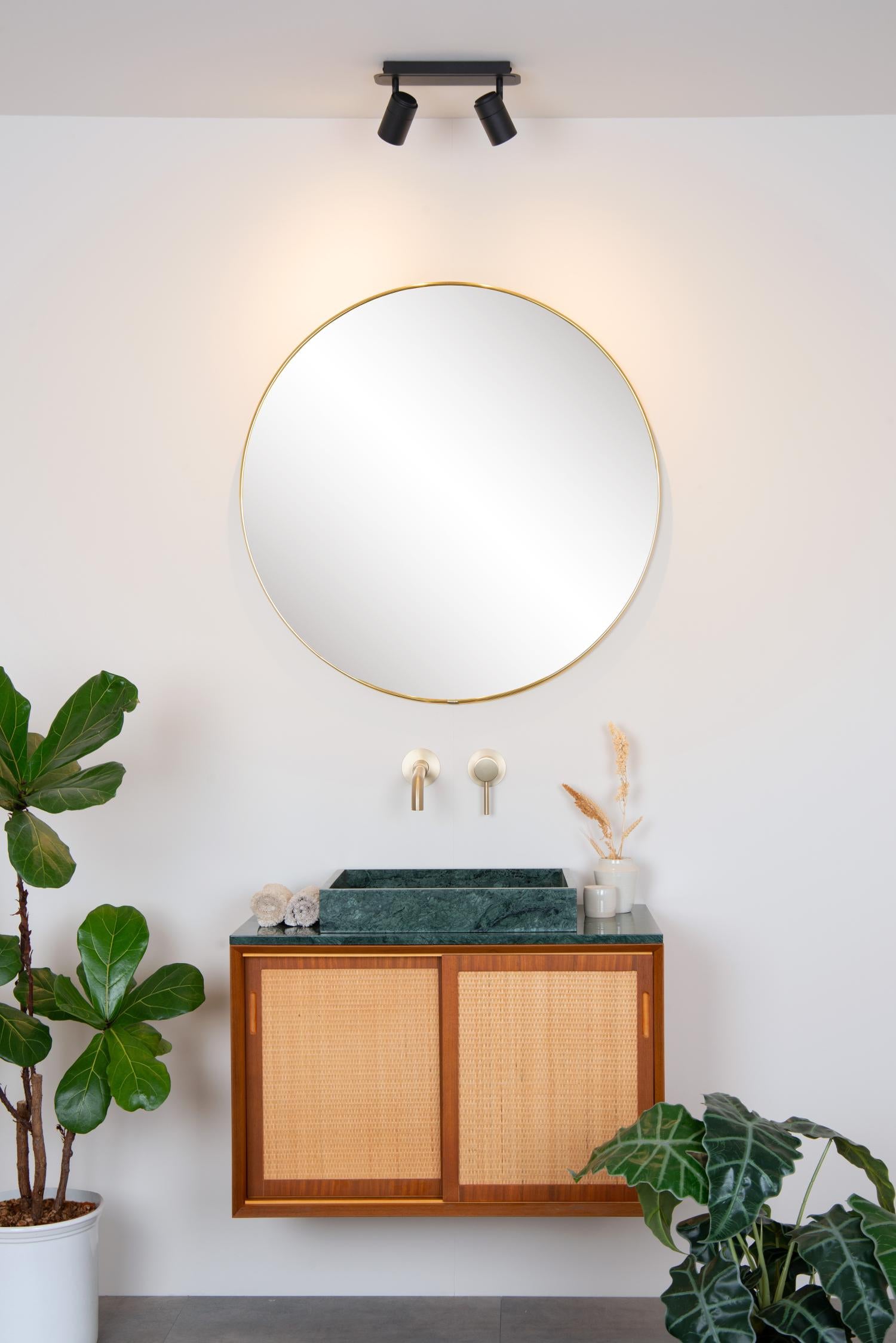 LENNERT - Spot plafonnier Salle de bain - LED Var. - GU10 - 2x5W 3000K - IP44 - Noir