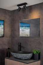 LENNERT - Spot plafonnier Salle de bain - LED Var. - GU10 - 2x5W 3000K - IP44 - Noir