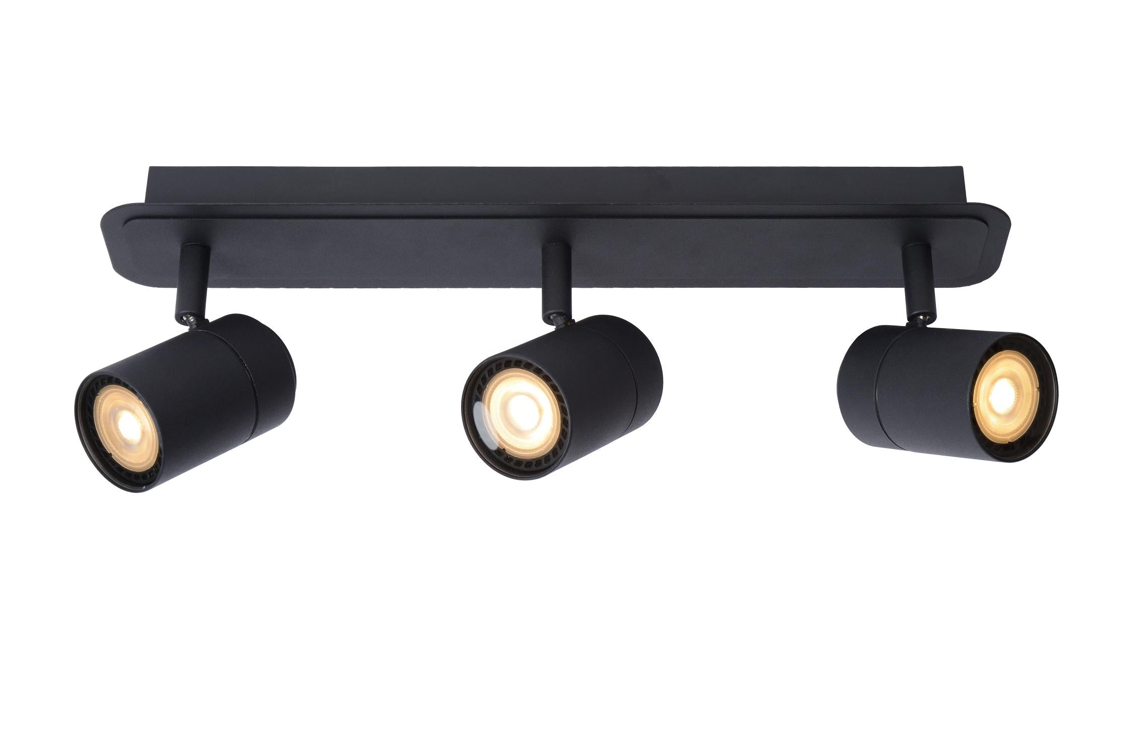 LENNERT - Plafondspot Badkamer - LED Dimb. - GU10 - 3x5W 3000K - IP44 - Zwart