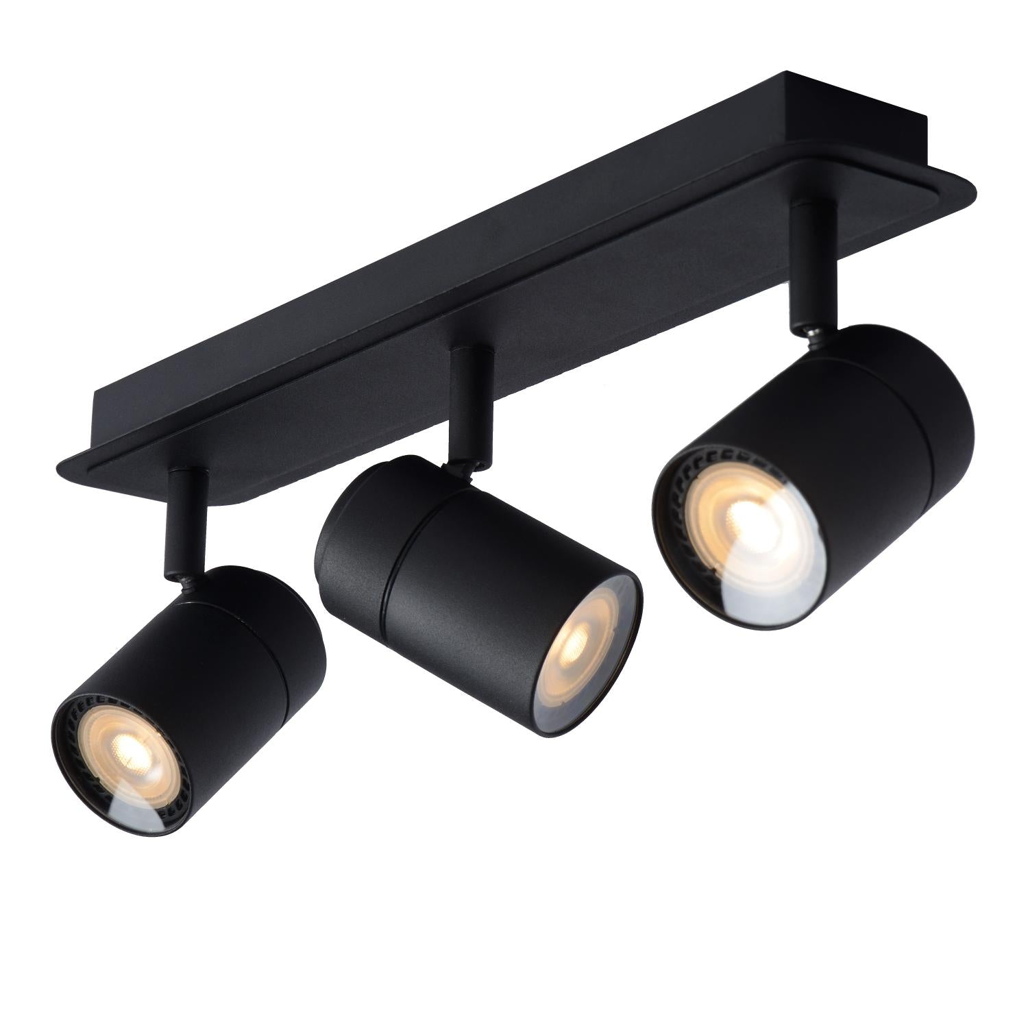 LENNERT - Plafondspot Badkamer - LED Dimb. - GU10 - 3x5W 3000K - IP44 - Zwart