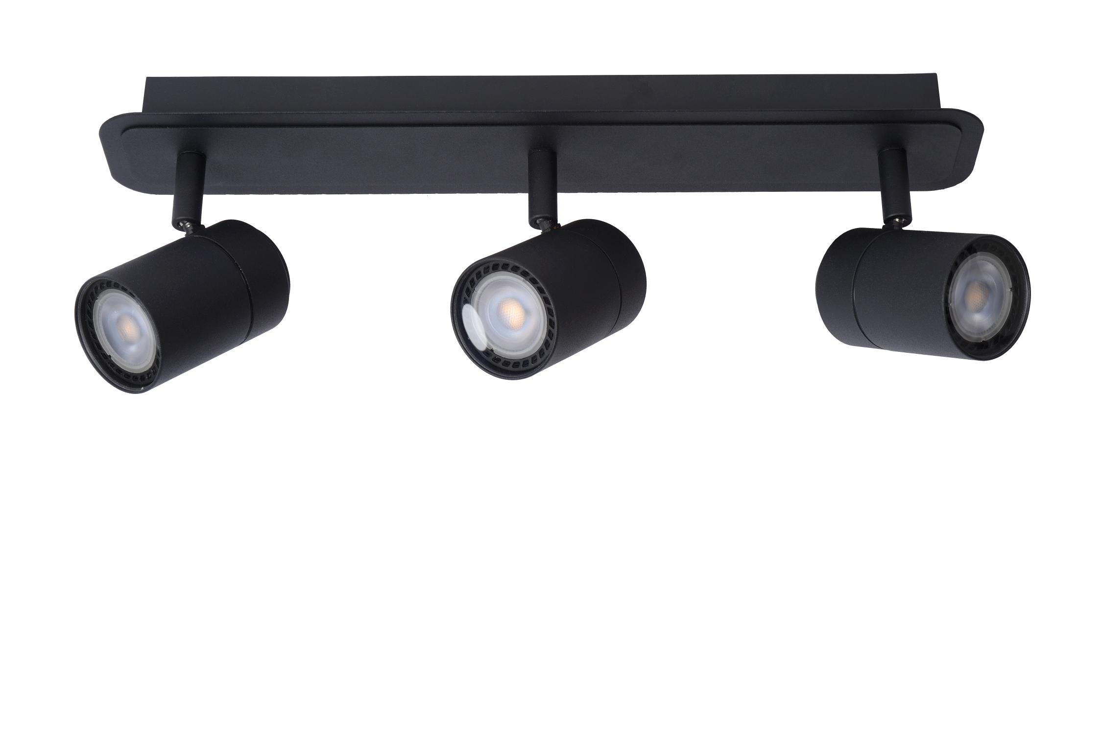 LENNERT - Plafondspot Badkamer - LED Dimb. - GU10 - 3x5W 3000K - IP44 - Zwart