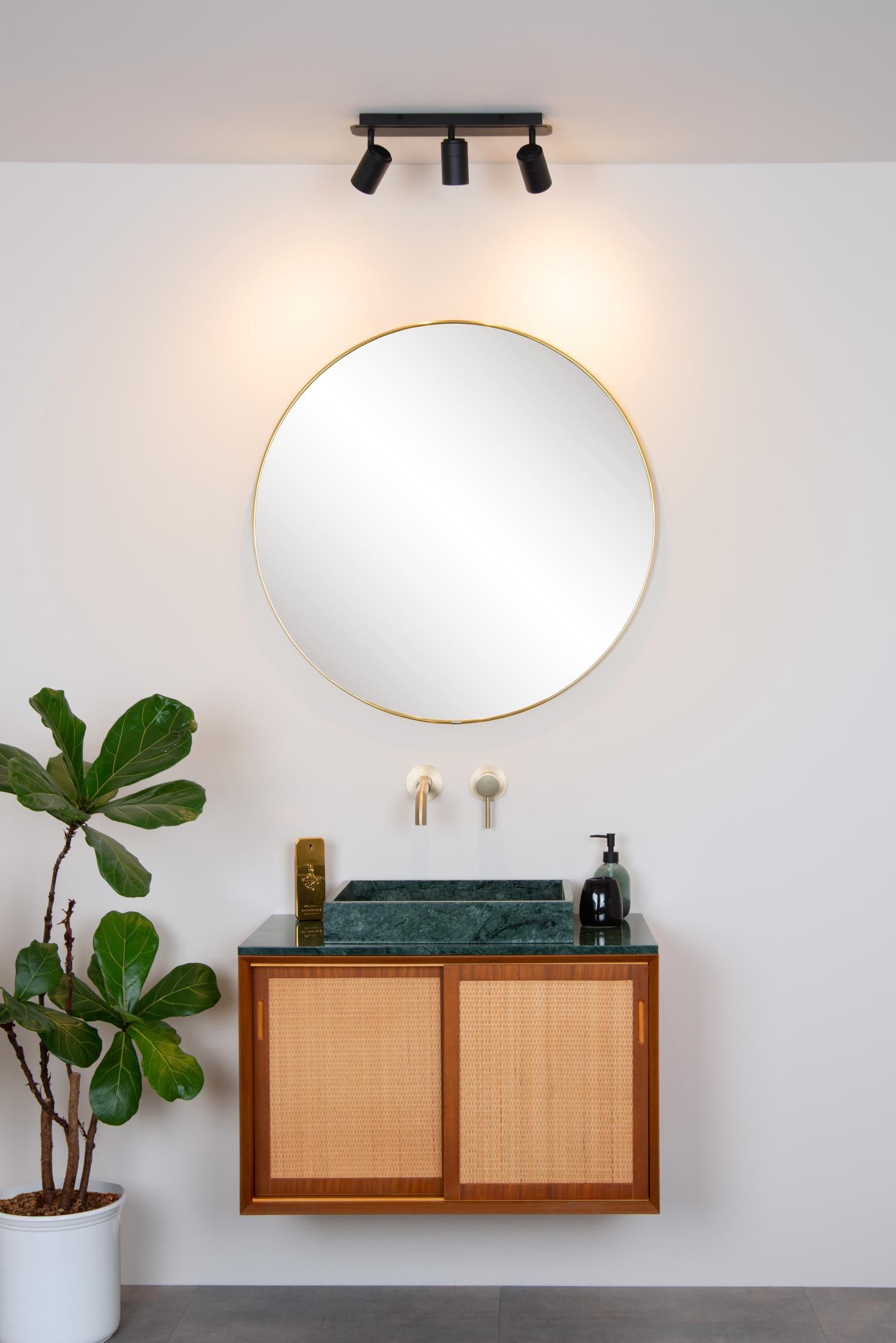 LENNERT - Plafondspot Badkamer - LED Dimb. - GU10 - 3x5W 3000K - IP44 - Zwart