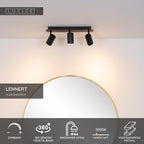 LENNERT - Plafondspot Badkamer - LED Dimb. - GU10 - 3x5W 3000K - IP44 - Zwart