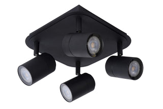 LENNERT - Plafondspot Badkamer - LED Dimb. - GU10 - 4x5W 3000K - IP44 - Zwart