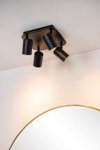 LENNERT - Plafondspot Badkamer - LED Dimb. - GU10 - 4x5W 3000K - IP44 - Zwart