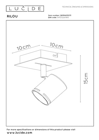 RILOU - Spot plafonnier - LED Var. - GU10 - 1x5W 3000K - Blanc