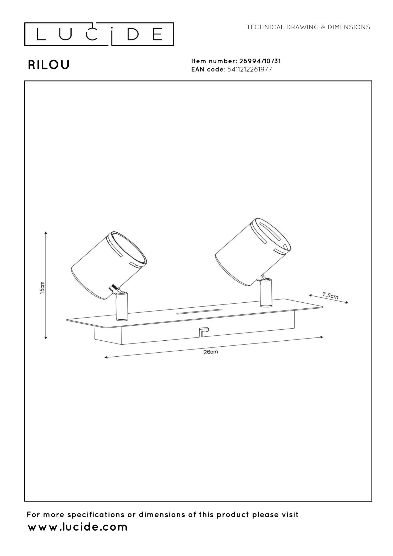 RILOU - Spot plafonnier - LED Var. - GU10 - 2x5W 3000K - Blanc