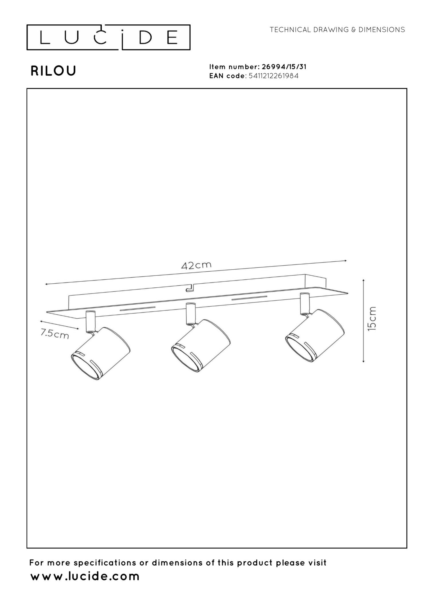 RILOU - Ceiling spot - LED Dimmable - GU10 - 3x5W 3000K - White