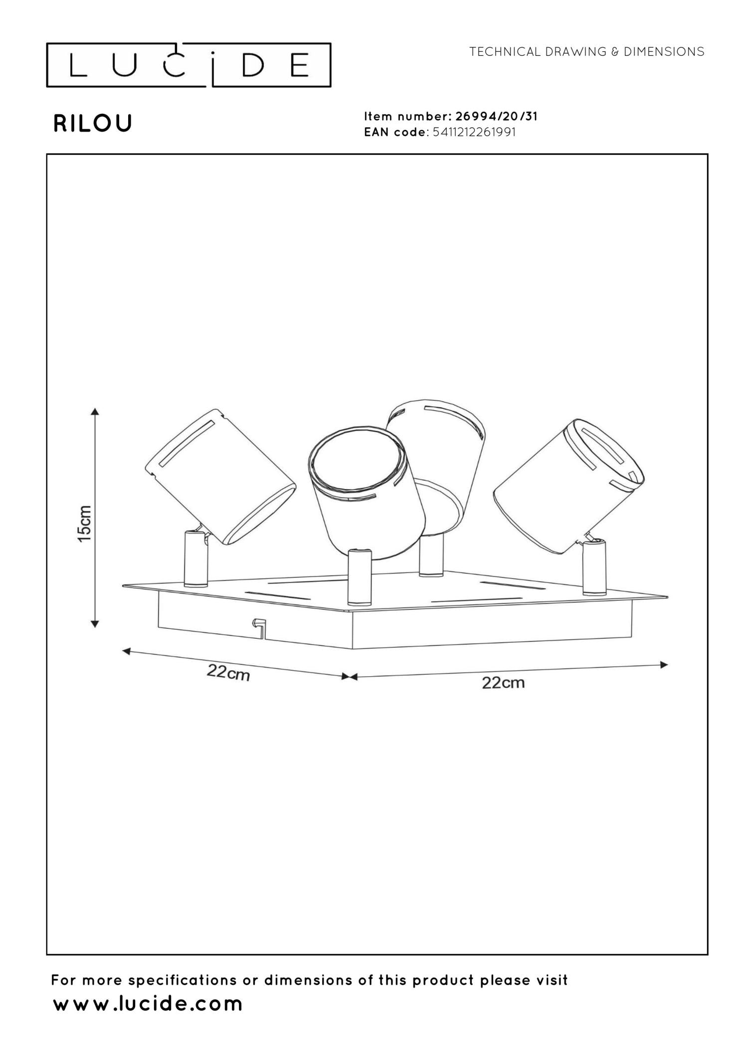 RILOU - Spot plafonnier - LED Var. - GU10 - 4x5W 3000K - Blanc