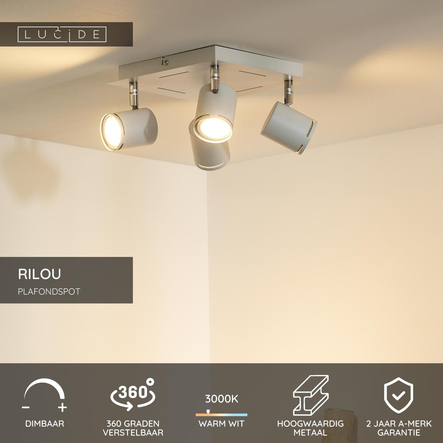 RILOU - Spot plafonnier - LED Var. - GU10 - 4x5W 3000K - Blanc