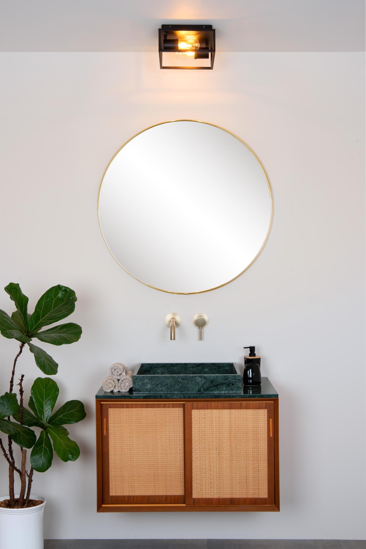 CARLYN - Plafonnier Salle de bain - 2xE14 - IP54 - Noir
