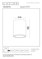 VOLANTIS - Spot plafonnier Intérieur/Extérieur - Ø 10,8 cm - 1xE27 - IP54 - Noir