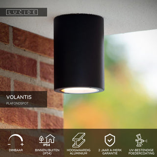 VOLANTIS - Spot plafonnier Intérieur/Extérieur - Ø 10,8 cm - 1xE27 - IP54 - Noir