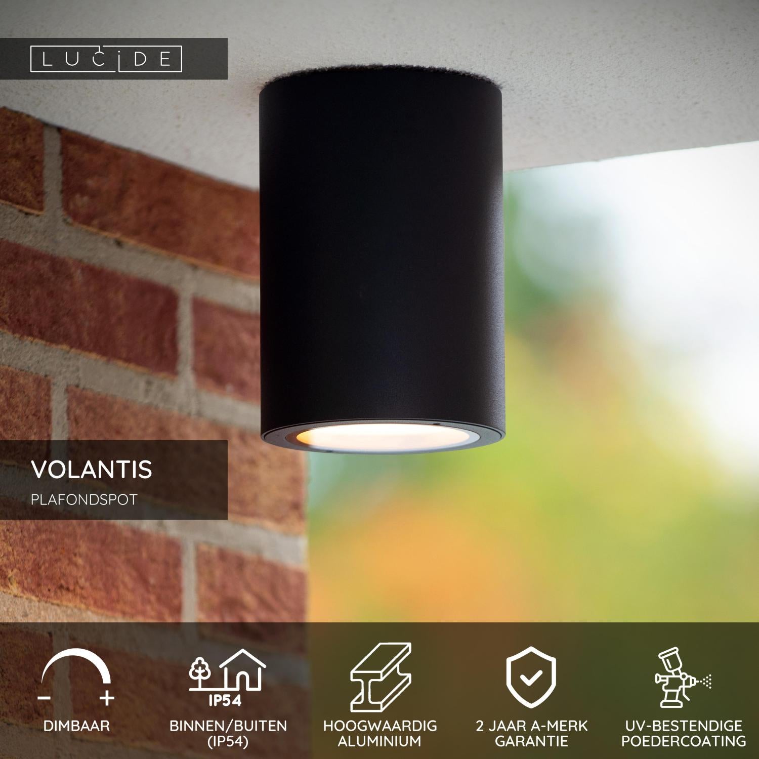 VOLANTIS - Spot plafonnier Intérieur/Extérieur - Ø 10,8 cm - 1xE27 - IP54 - Noir