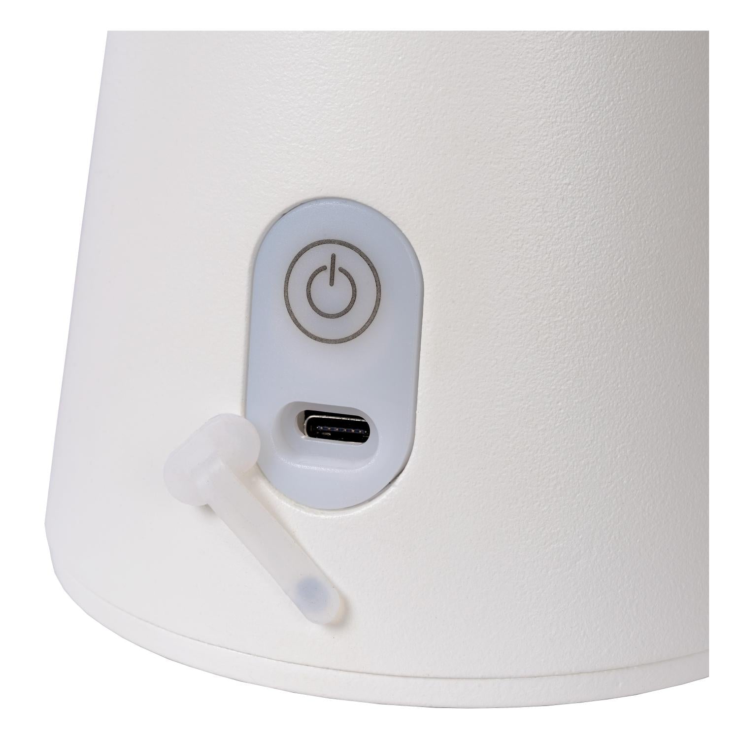 LA DONNA - Lampe de table rechargeable Intérieur/Extérieur - Batterie/Pile - Ø 19,7 cm - LED 3 StepDim - 1x2W 2700K - IP54 - Blanc