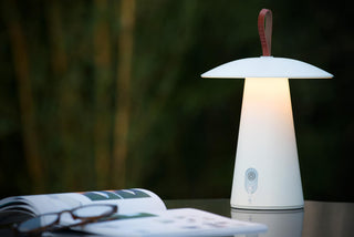 LA DONNA - Lampe de table rechargeable Intérieur/Extérieur - Batterie/Pile - Ø 19,7 cm - LED 3 StepDim - 1x2W 2700K - IP54 - Blanc
