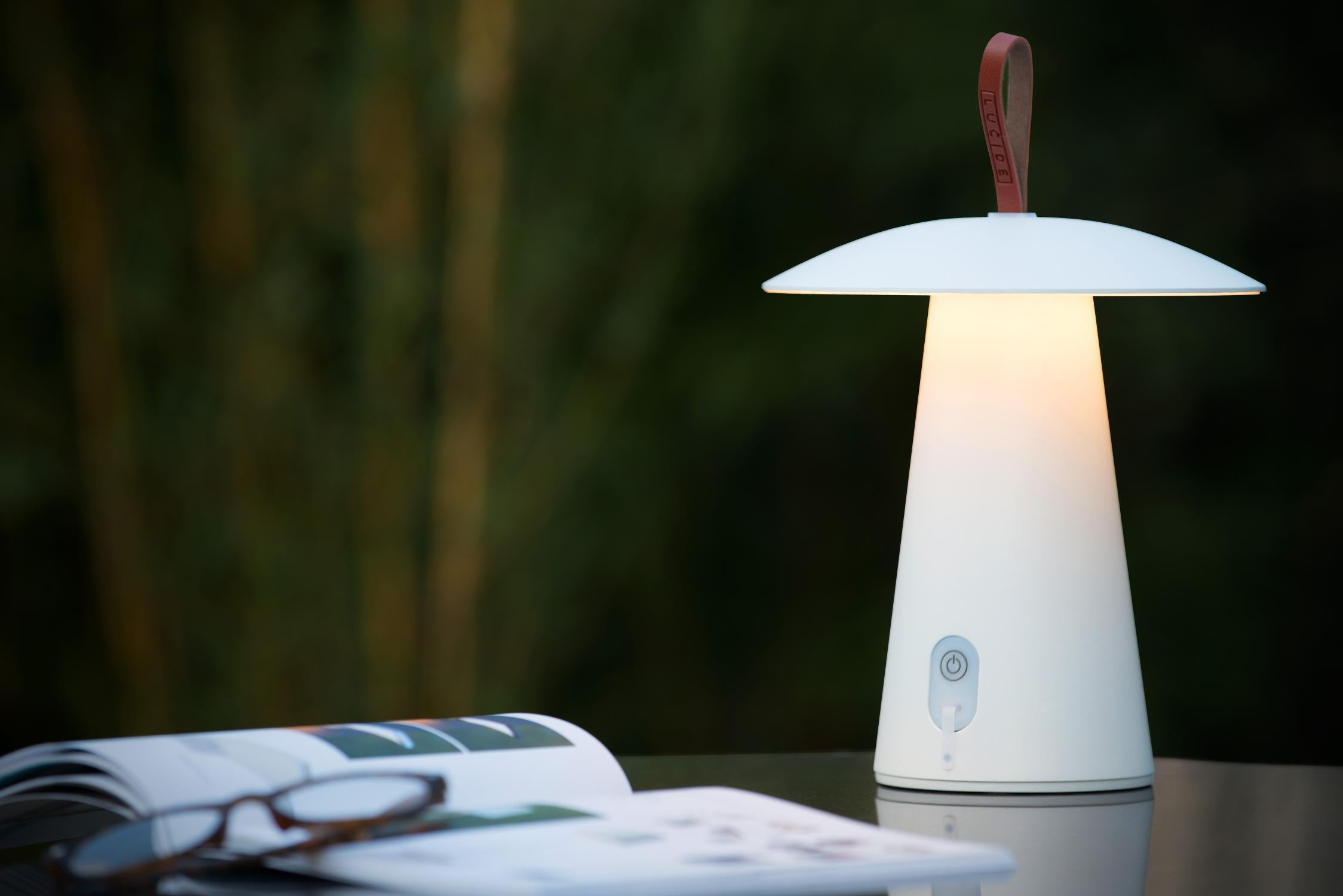 LA DONNA - Oplaadbare Tafellamp Binnen/Buiten - Accu/Batterij - Ø 19,7 cm - LED 3 StepDim - 1x2W 2700K - IP54 - Wit