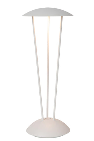 RENEE - Oplaadbare Tafellamp Binnen/Buiten - Accu/Batterij - Ø 12,3 cm - LED Dim to warm - 1x2,2W 2700K/3000K - IP54 - Met draadloos oplaadstation - Wit