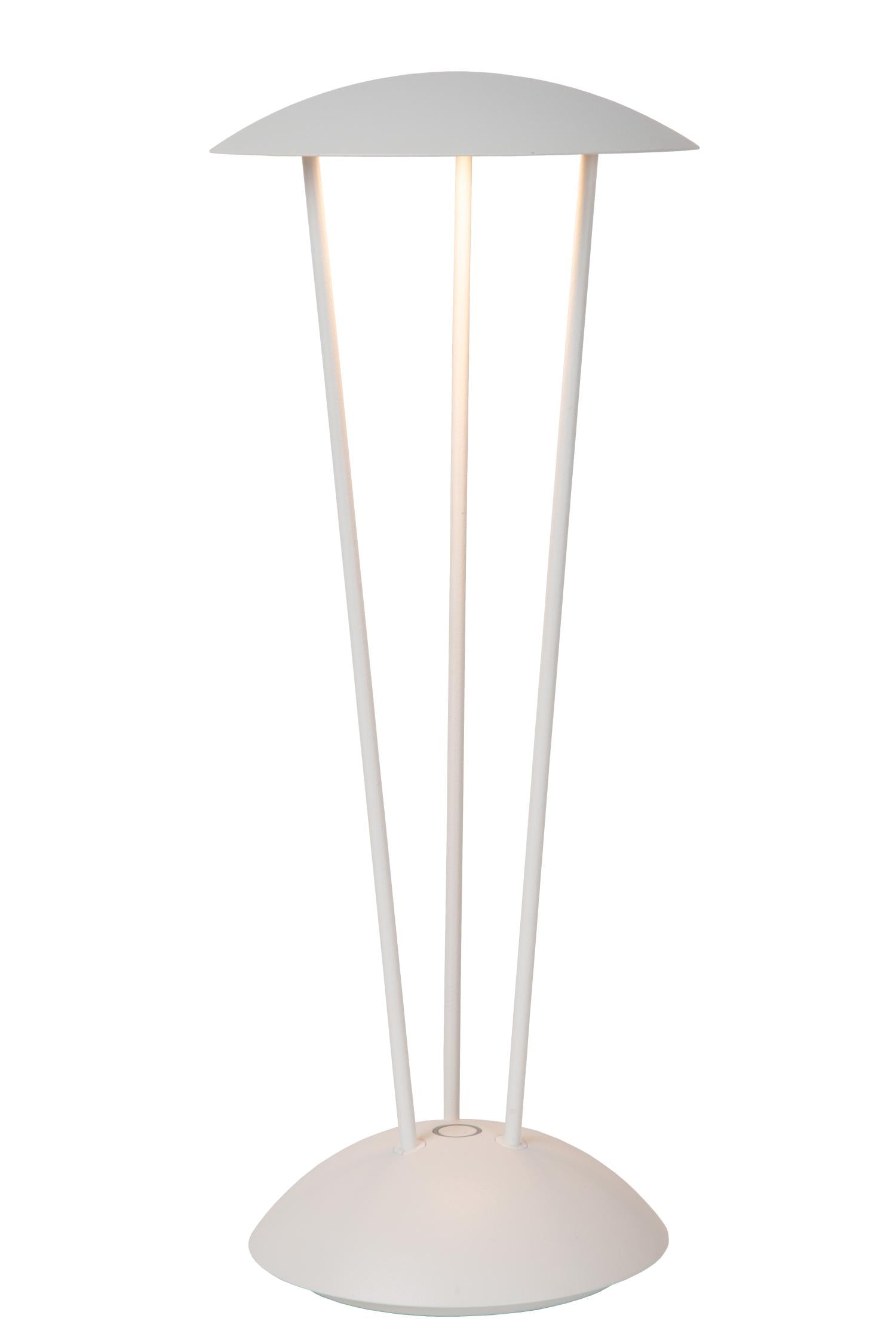 RENEE - Oplaadbare Tafellamp Binnen/Buiten - Accu/Batterij - Ø 12,3 cm - LED Dim to warm - 1x2,2W 2700K/3000K - IP54 - Met draadloos oplaadstation - Wit