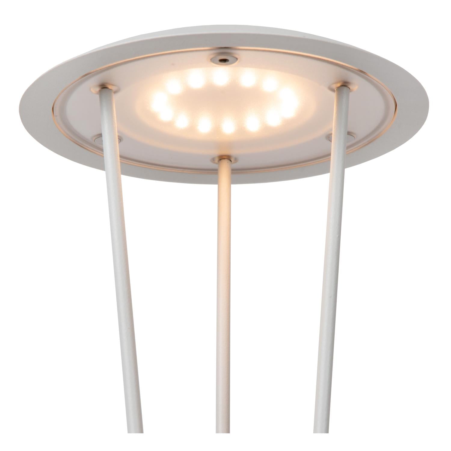 RENEE - Oplaadbare Tafellamp Binnen/Buiten - Accu/Batterij - Ø 12,3 cm - LED Dim to warm - 1x2,2W 2700K/3000K - IP54 - Met draadloos oplaadstation - Wit
