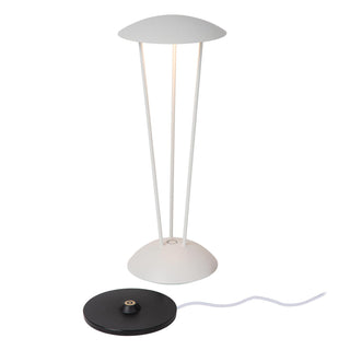 RENEE - Oplaadbare Tafellamp Binnen/Buiten - Accu/Batterij - Ø 12,3 cm - LED Dim to warm - 1x2,2W 2700K/3000K - IP54 - Met draadloos oplaadstation - Wit