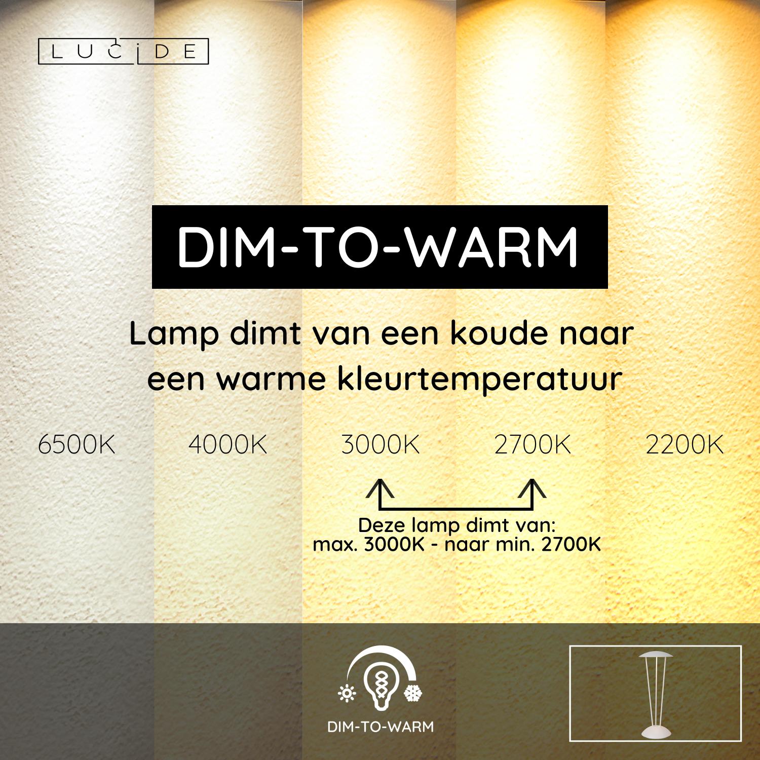 RENEE - Oplaadbare Tafellamp Binnen/Buiten - Accu/Batterij - Ø 12,3 cm - LED Dim to warm - 1x2,2W 2700K/3000K - IP54 - Met draadloos oplaadstation - Wit