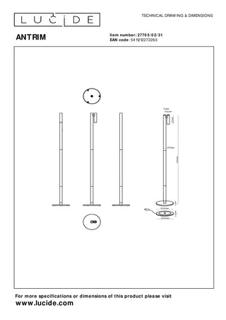 ANTRIM - Oplaadbare Leeslamp Binnen/Buiten - Accu/Batterij - LED Dimb. - 1x2,2W 2700K - IP54 - Met draadloos oplaadstation - Wit