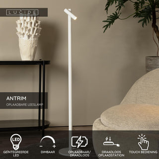 ANTRIM - Oplaadbare Leeslamp Binnen/Buiten - Accu/Batterij - LED Dimb. - 1x2,2W 2700K - IP54 - Met draadloos oplaadstation - Wit