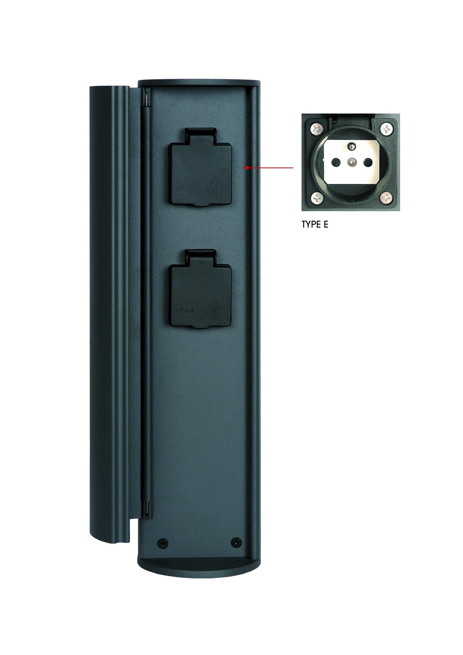 POWERPOINT - Buitenstopcontact zuil - Stopcontacten met penaarde - Type E -  FR, BE, POL, SVK & CZE norm - Ø 10 cm - IP44 ? Antraciet