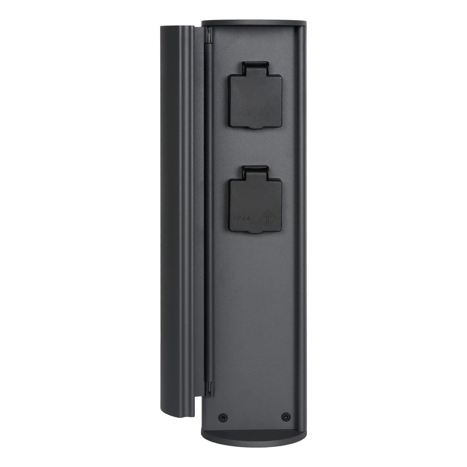 POWERPOINT - Buitenstopcontact zuil - Stopcontacten met penaarde - Type E -  FR, BE, POL, SVK & CZE norm - Ø 10 cm - IP44 ? Antraciet