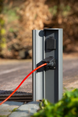 POWERPOINT - Buitenstopcontact zuil - Stopcontacten met penaarde - Type E -  FR, BE, POL, SVK & CZE norm - Ø 10 cm - IP44 ? Antraciet