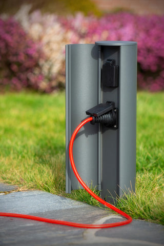 POWERPOINT - Buitenstopcontact zuil - Stopcontacten met penaarde - Type E -  FR, BE, POL, SVK & CZE norm - Ø 10 cm - IP44 ? Antraciet