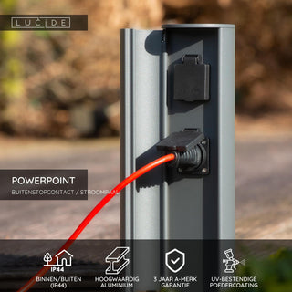 POWERPOINT - Buitenstopcontact zuil - Stopcontacten met penaarde - Type E -  FR, BE, POL, SVK & CZE norm - Ø 10 cm - IP44 ? Antraciet