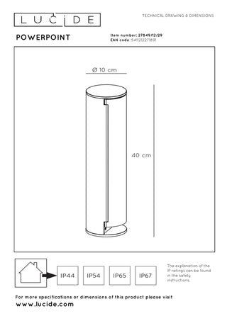 POWERPOINT - Colonne de prise extérieure - Prises avec terre latérale - Type F - EUR/RUS standaard - Ø 10 cm - IP44 ? Anthracite