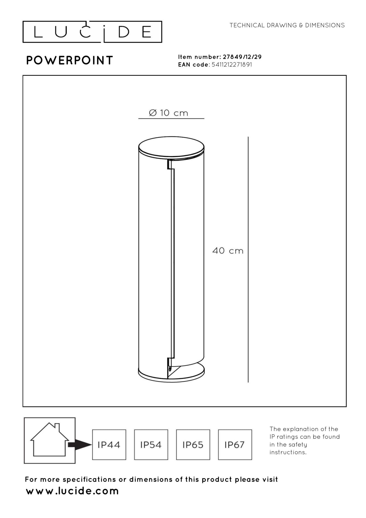 POWERPOINT - Colonne de prise extérieure - Prises avec terre latérale - Type F - EUR/RUS standaard - Ø 10 cm - IP44 ? Anthracite