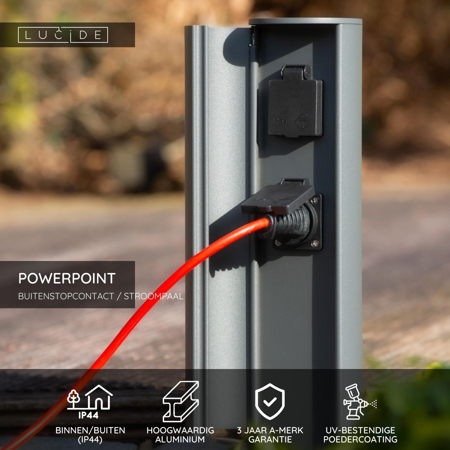 POWERPOINT - Colonne de prise extérieure - Prises avec terre latérale - Type F - EUR/RUS standaard - Ø 10 cm - IP44 ? Anthracite