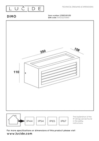 DIMO - Wandlamp Binnen/Buiten - 1xE27 - IP54 - Antraciet