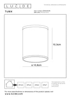 TUBIX - Spot plafonnier Intérieur/Extérieur - Ø 10,8 cm - 1xE27 - IP54 - Anthracite