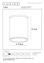 TUBIX - Spot plafonnier Intérieur/Extérieur - Ø 10,8 cm - 1xE27 - IP54 - Blanc