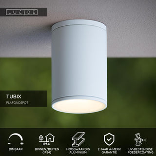 TUBIX - Spot plafonnier Intérieur/Extérieur - Ø 10,8 cm - 1xE27 - IP54 - Blanc